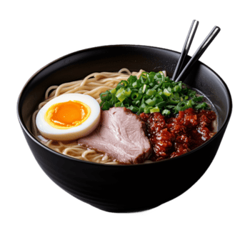 delicioso cuenco de ramen tallarines con huevo y Cerdo png