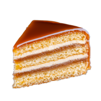 Delicious caramel layer cake on a transparent background slice png