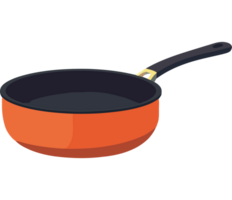 An orange frying pan with a handle png