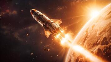 A Rocket Soars Through Space on a Mission of Discovery. video