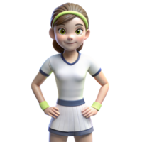 Animated Girl Tennis Player In White Uniform With Hands On Hips png