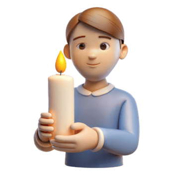 3d dibujos animados personaje participación un iluminado vela png