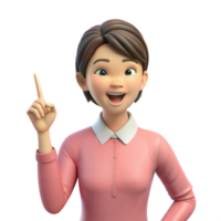 Smiling Cartoon Woman Pointing Up With Her Right Index Finger png