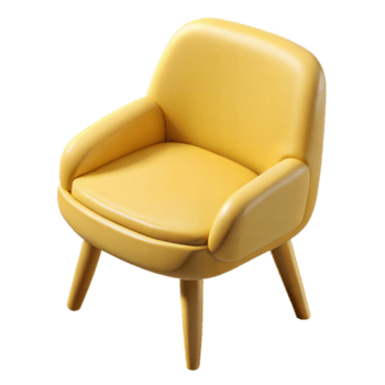 3d rendido amarelo poltrona com de madeira pernas png