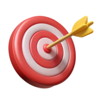 3D Render of Red And White Target With Yellow Arrow Centered png