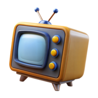3D Render of a Retro Television With Antennae and Buttons png
