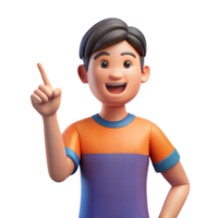 Smiling Boy Pointing Up in 3D Render png