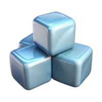 Animated 3D stack of blue ice cubes, isolated on transparent background png
