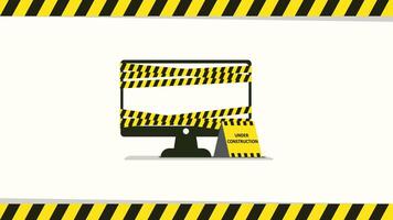 Landing page under construction monitor visual vector