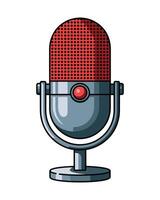 A microphone with a red button on it vector