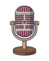 An old microphone on a wooden stand vector