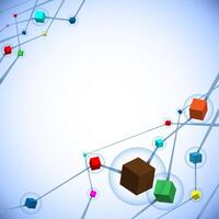 Abstract flying connected cubes vector