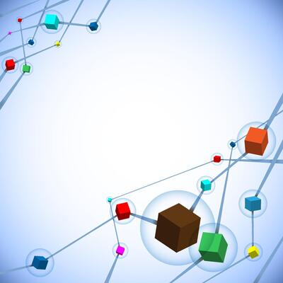 Abstract flying connected cubes