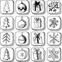 Set of christmas sketch icons vector