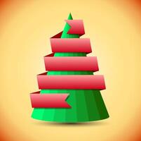 Geometric christmas tree with red ribbon vector