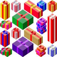 Set of various sizes colorful gift boxes vector