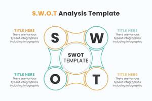 Concept of the SWOT analysis template. Clean illustration for corporate strategic planning and business analytics presentations. vector
