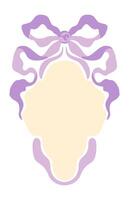 Decorative frame with lilac ribbon isolated on white background vector