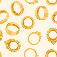 seamless pattern with golden rings ion light background vector