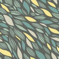The graphic pattern of leaves and waves. Gentle hand-drawn seamless pattern. vector
