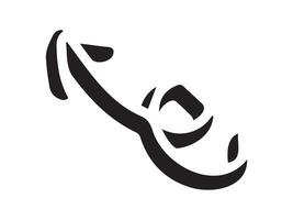 Hand-drawn curved volumetric black arrow isolated on a white background. Concept of direction, navigation, pointers, movement. Design element, symbol, and sign. Doodle, sketch vector