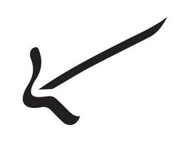Hand-drawn straight volumetric black arrow isolated on a white background. Concept of direction, navigation, pointers, movement. Design element, symbol, and sign. Doodle style vector
