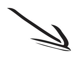 Hand-drawn straight volumetric black arrow isolated on a white background. Concept of direction, navigation, pointers, movement. Design element, sign. Doodle style, sketch vector