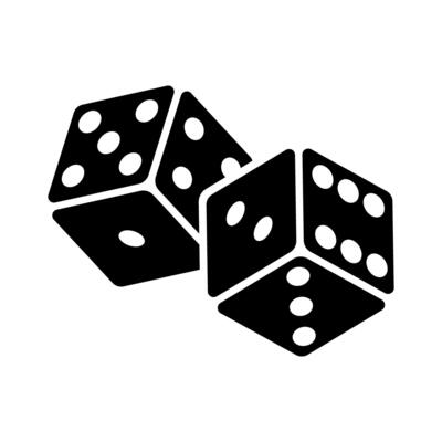 Silhouette of a Pair of black dice fallin