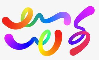 3d Wavy shapes with gradient colors on white background. vector