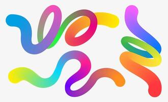 Three wavy shapes with gradient colors isolated on white. vector