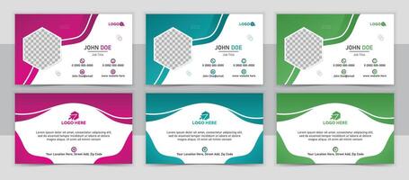 A set of four business cards with different colors vector