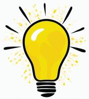 A yellow light bulb with a sparkle vector