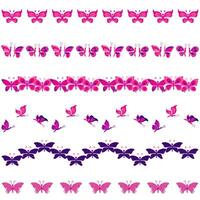 Set of decorative borders with butterflies. illustration isolated on white background. vector