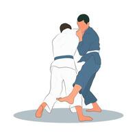 Image of two judokas in throw, sport vector