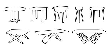 Sketch of tables, silhouettes of a piece of furniture vector