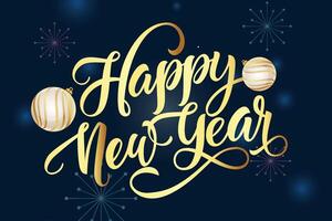 Happy new year lettering text for happy new year vector