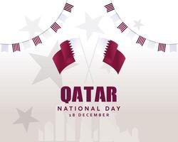 Qatar National Day ribbon and background stars with flag vector