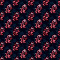 a pattern with red and blue flowers on a dark background vector