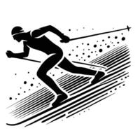 A silhouette of a skier on a slope vector