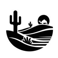 A desert landscape with a camel and cactus vector