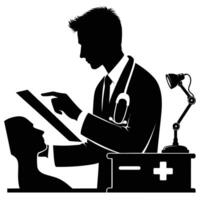 A silhouette of a doctor with a clipboard vector