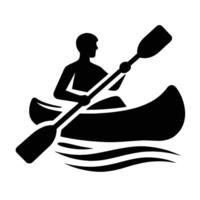 A man in a canoe with a paddle on a white background vector
