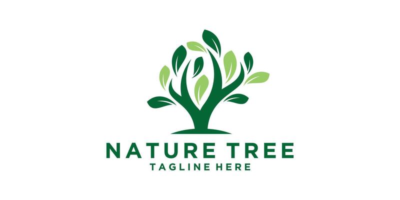 logo design nature tree, leaf, garden, logo design icon, , symbol, idea, creative.