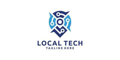 logo design technology local, pin, map, location, navigation. connection, network, logo design , symbol, icon, ice, creative. vector