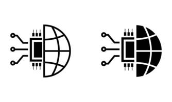 Globe with microchip processor vector