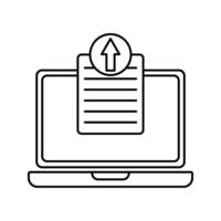 document upload on a laptop icon vector
