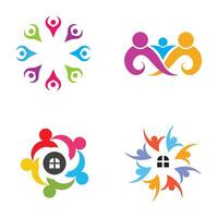 Four colorful logos for community and family vector