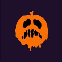 Creepy Melting Jack o Lantern Illustration with Eerie Face. Ideal Art for Halloween-Themed Invitations, Posters, Merchandise, and Digital Projects vector