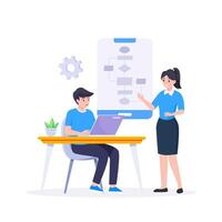 workflow diagram or model design, flowchart to get result Illustration. vector
