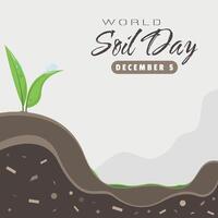 World Soil Day template with leaf shoots grow in the soil and copy space area vector